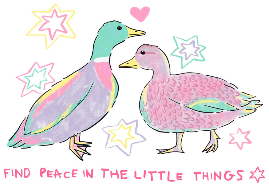 'Ducks in love' - a piece created whilst on a peaceful woodland walk of some mallard ducks.