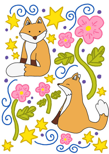 'Fox' - a piece created during my monthly art challenge #creativehumanfeb for the prompt 'fox' and later redesigned to make into a print to sell on my shop.